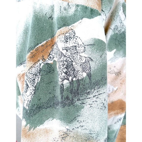 Vintage Roper Women's Western Button Shirt Medium Green Brown Long Sleeve Horses - Picture 8 of 12